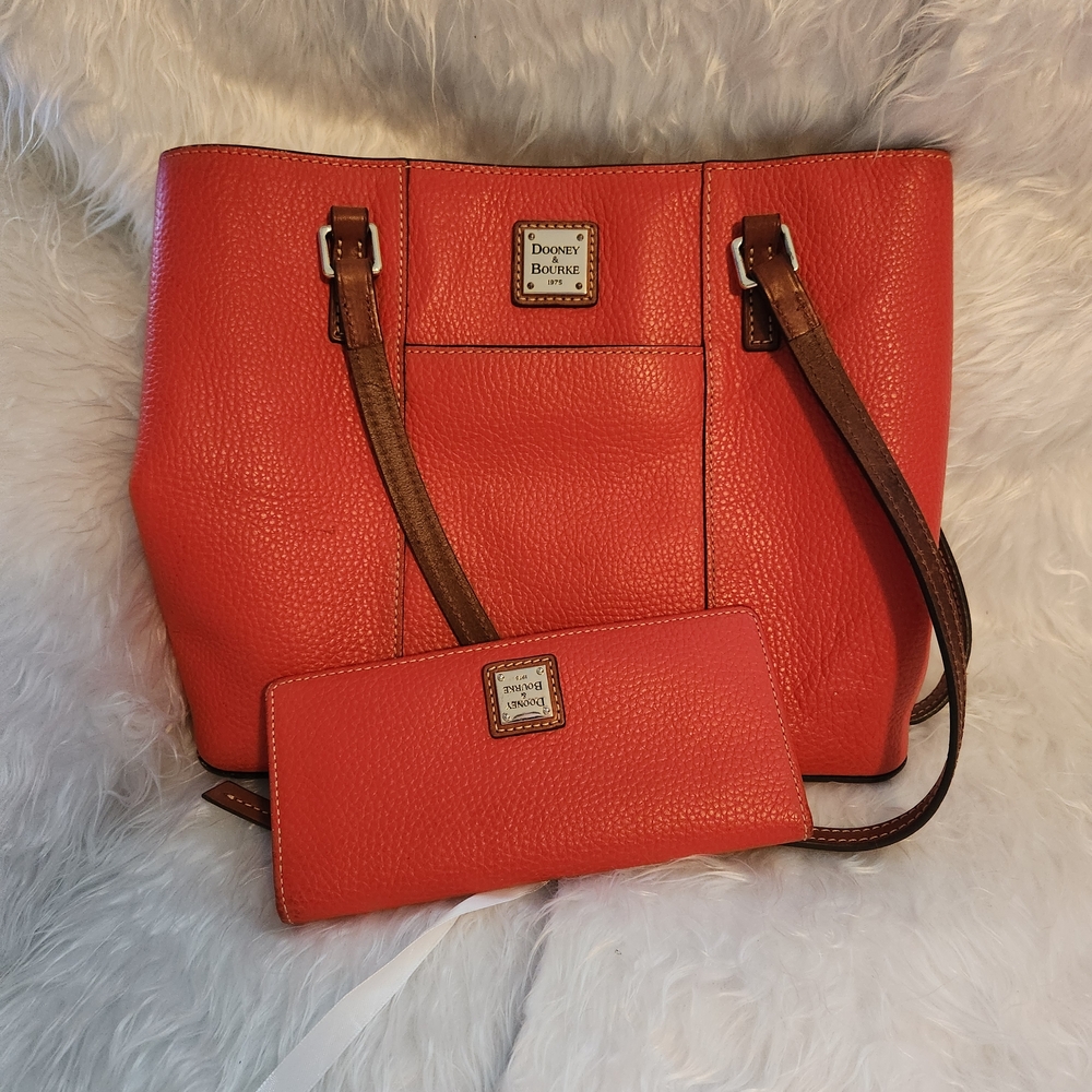 Dooney & Bourke Coral Leather Tote with Matching Wallet